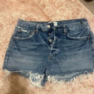 Agolde Distressed Blue Jean Shorts